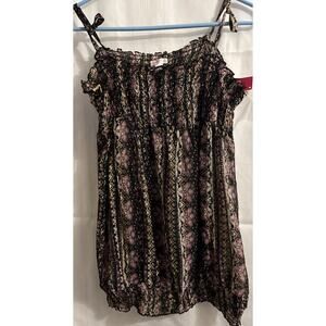 Xhilaration Chiffon Floral Printed Ruffle Sleeveless Top Sz XXL